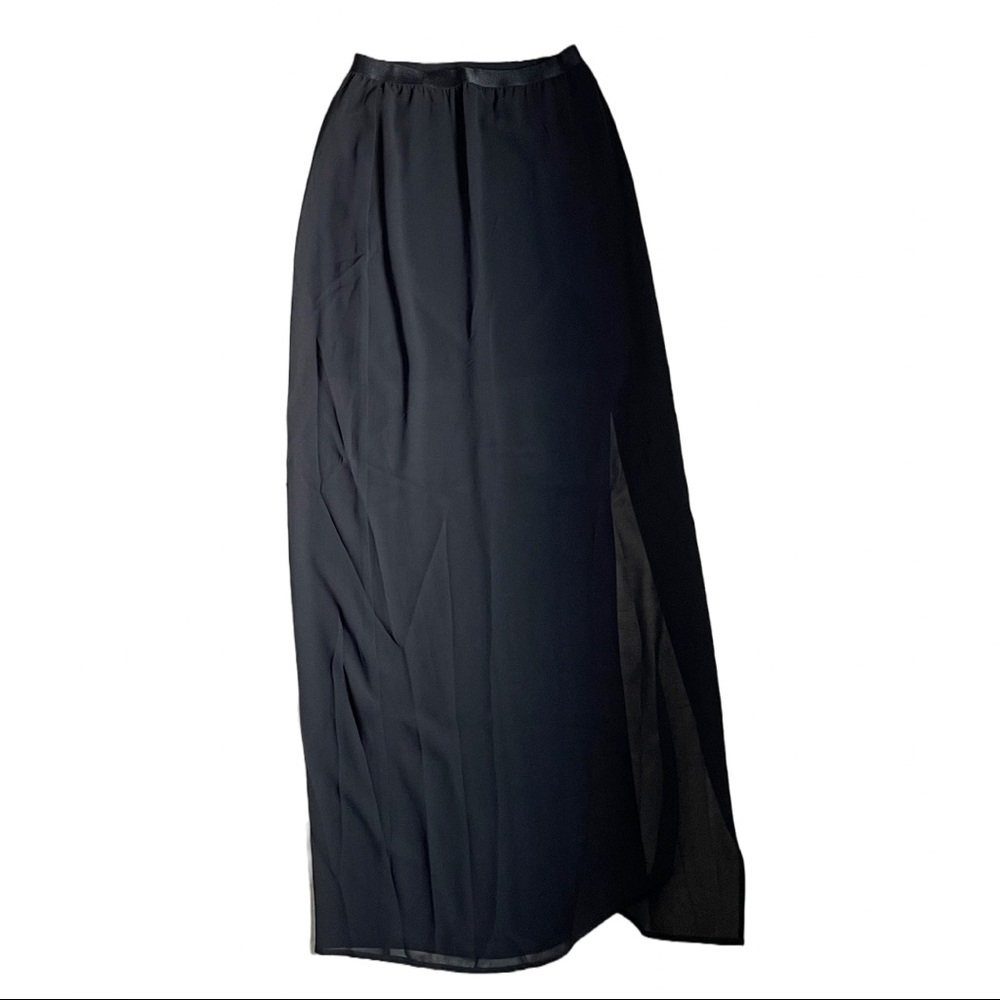 Black Bebe skirt.  Mini skirt with sheer overlay.